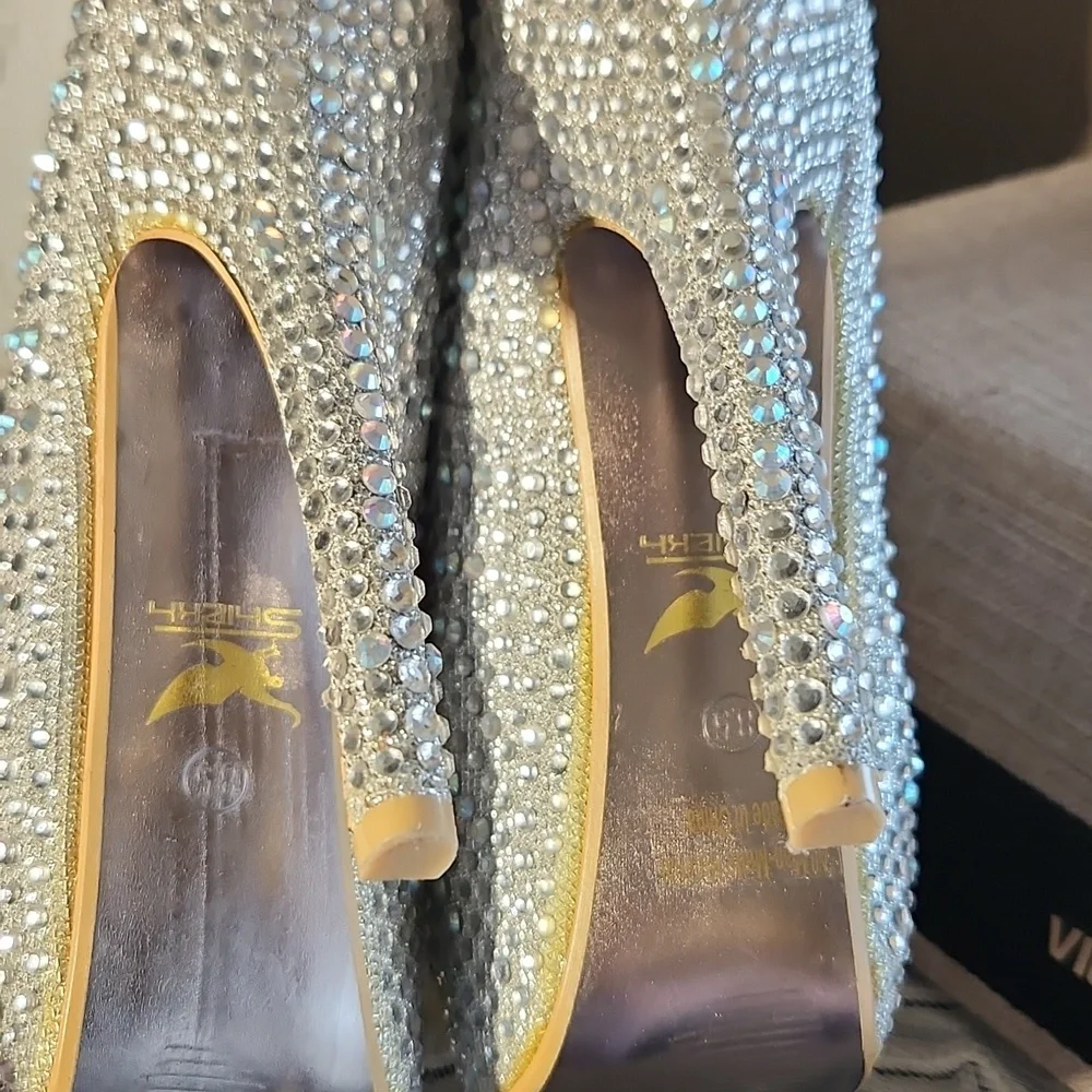 Bling Silver High Heel Platform Pump 8 5